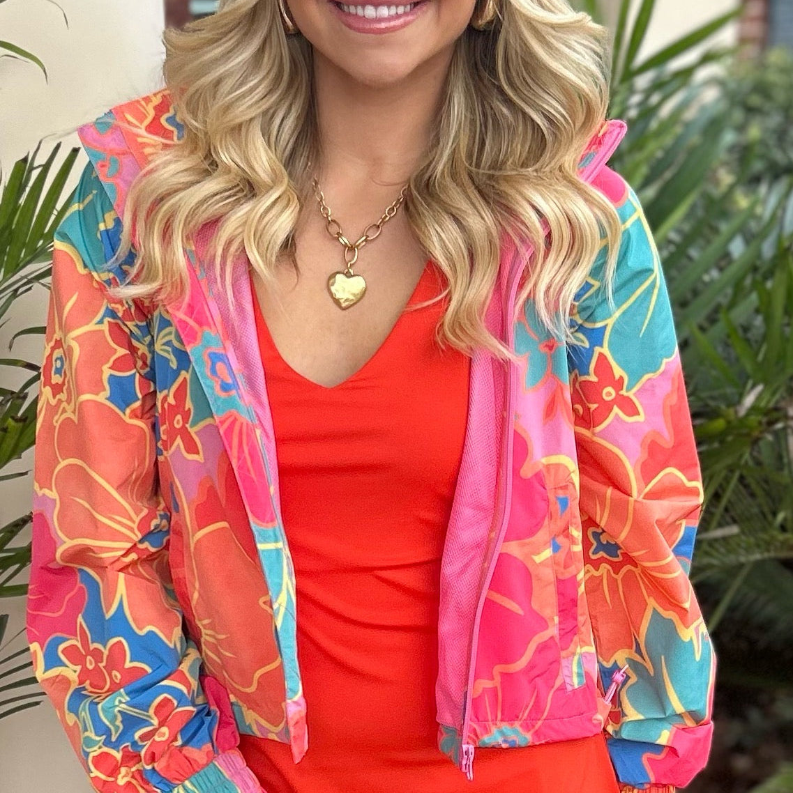 Oakley Windbreaker Jacket | Orange Floral Print