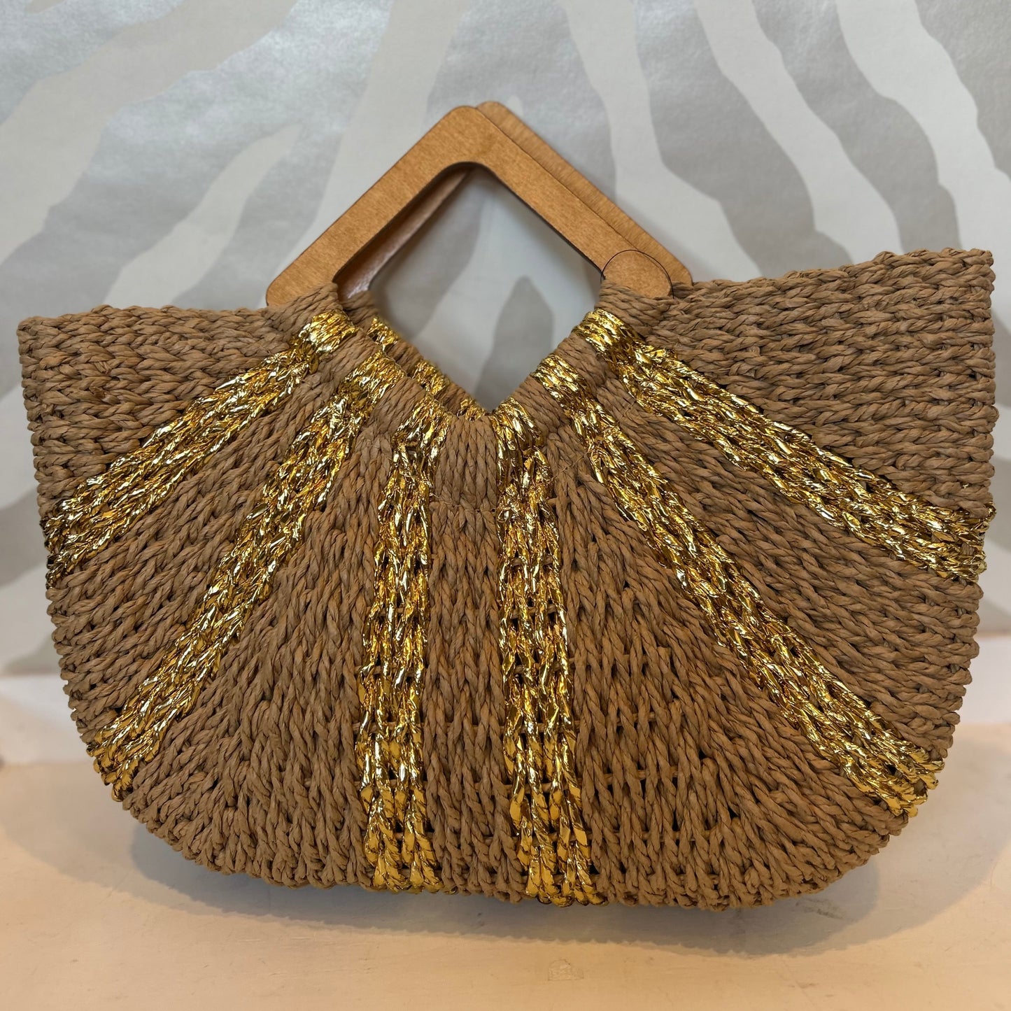 Straw Handle Bag | Tan