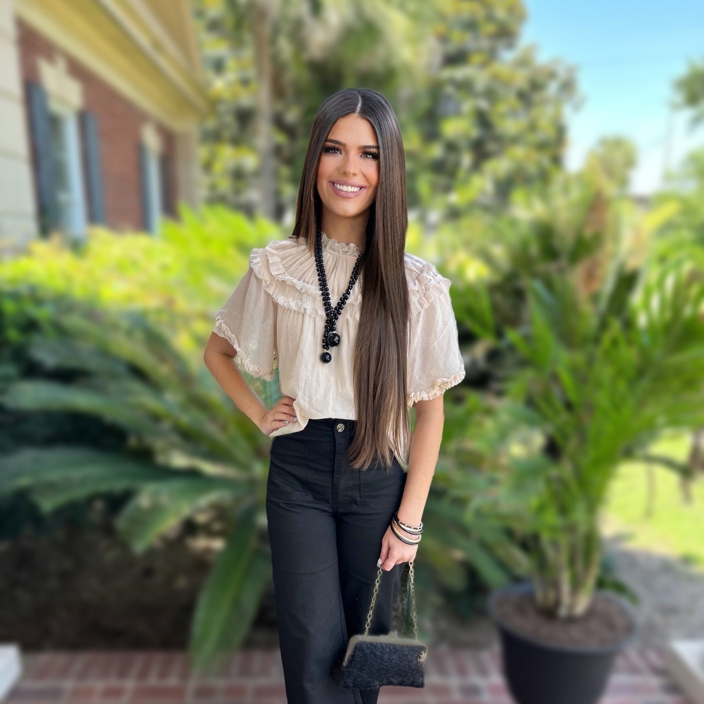 Candace Boho Ruffle Top | Cream
