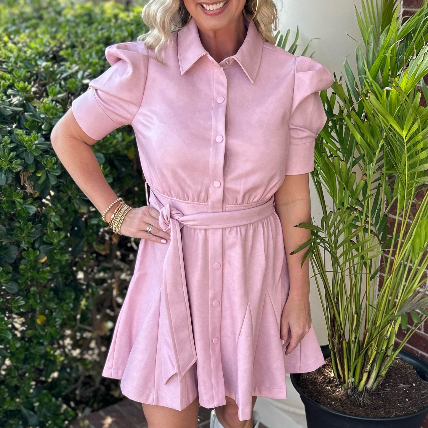 Wrenlee Leather Dress | Orchid Pink