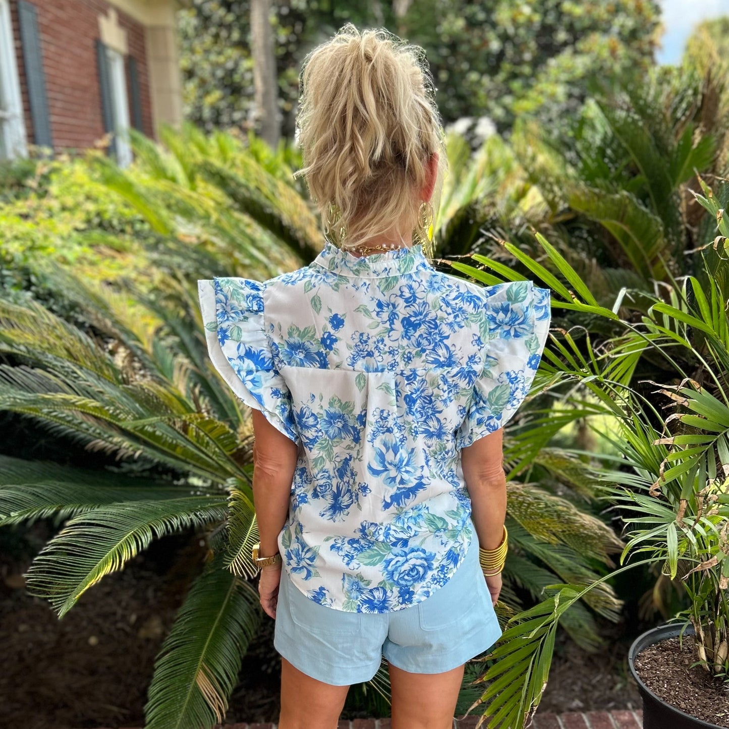 Miranda Top | Blue Floral