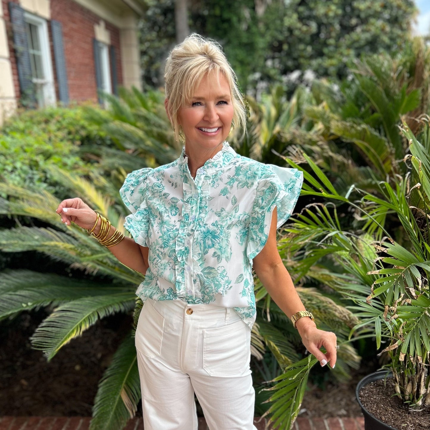 Miranda Top | Green Floral
