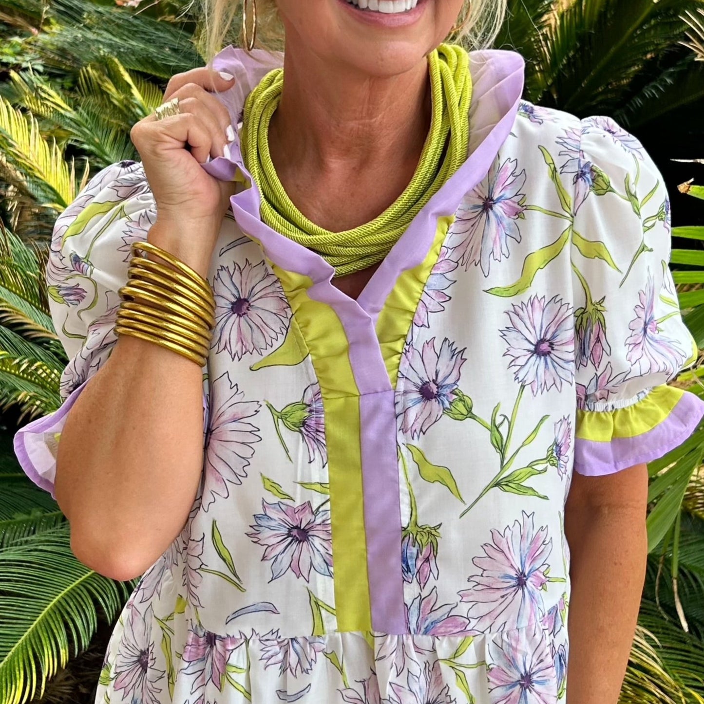 Grace Top | Green & Lavender Mix