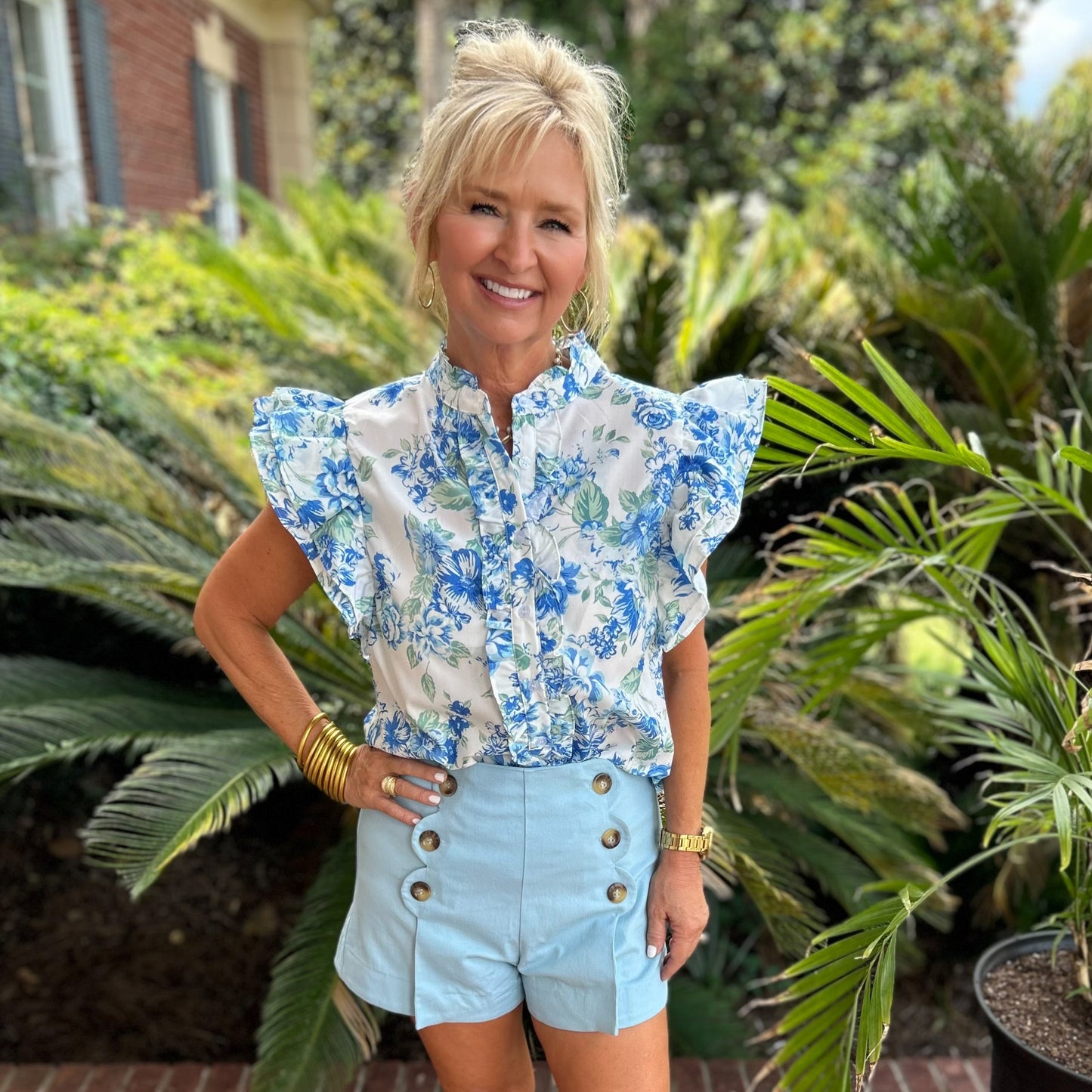 Miranda Top | Blue Floral
