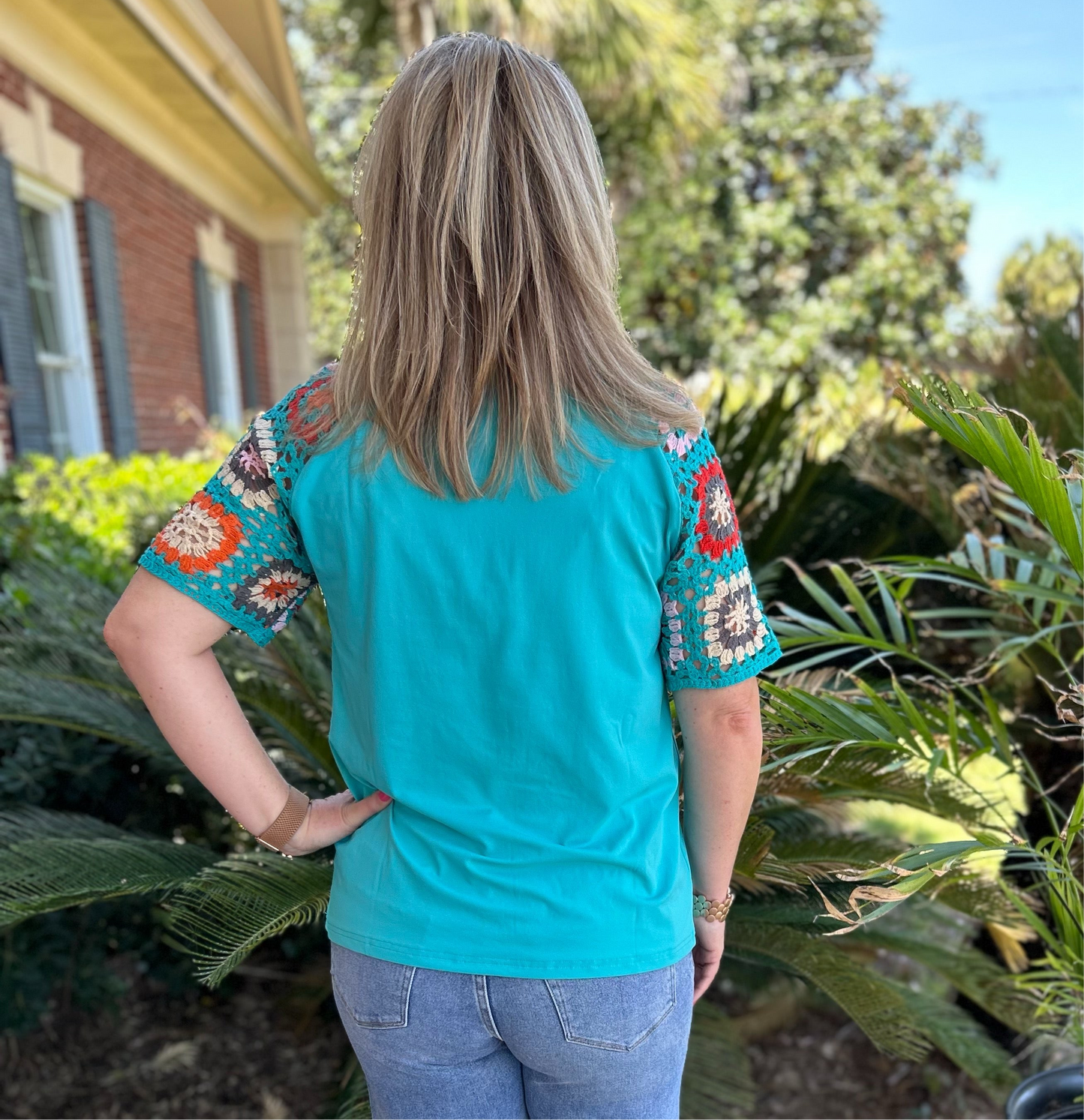 Madelyn Crochet Top | Aqua Blue