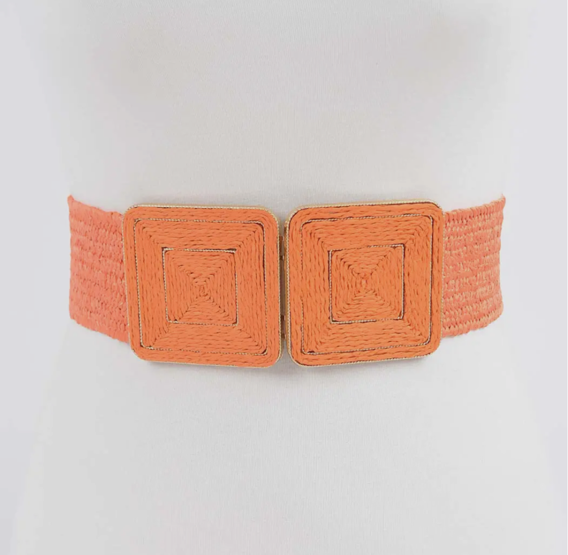 Two Buckle Straw Belt | Orange