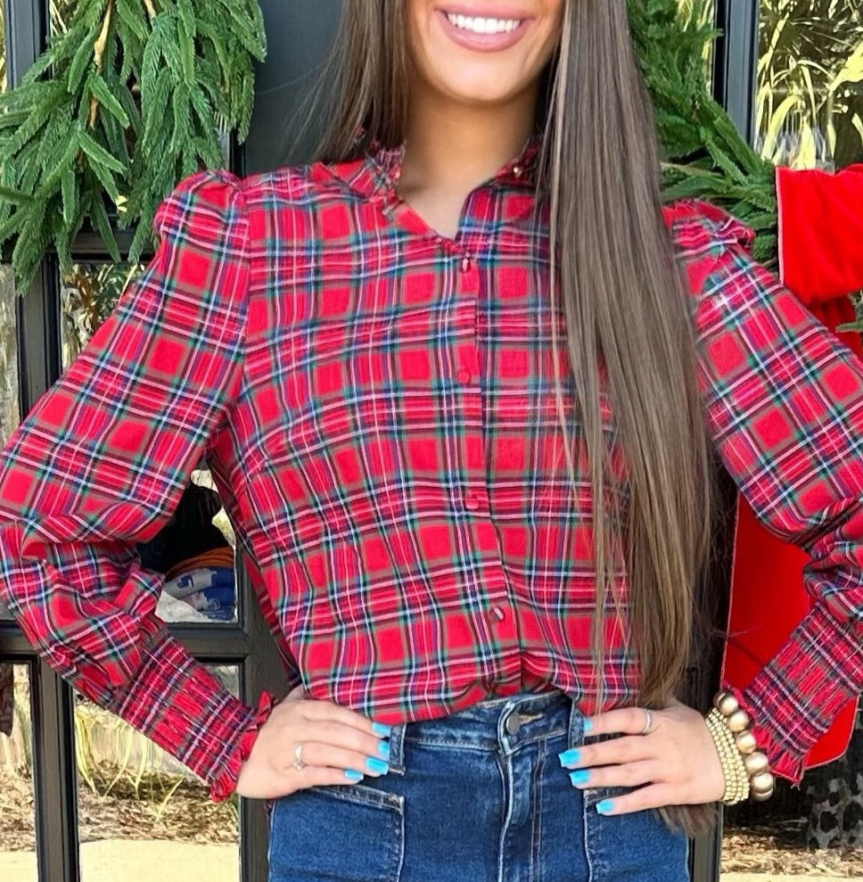 Chapman Plaid Top | Red-Multi