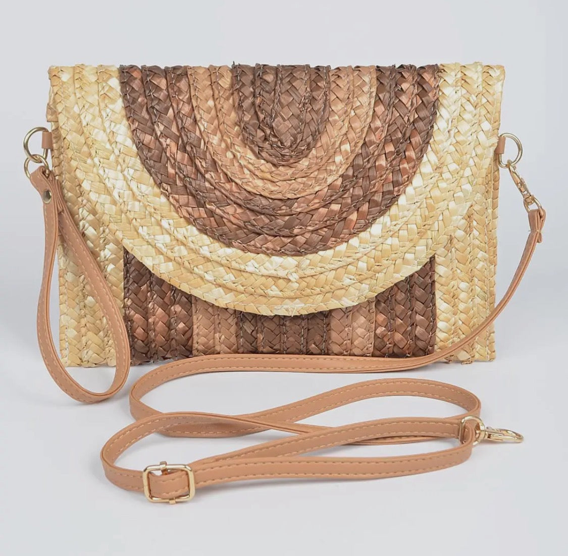 Straw Envelope Clutch | Brown
