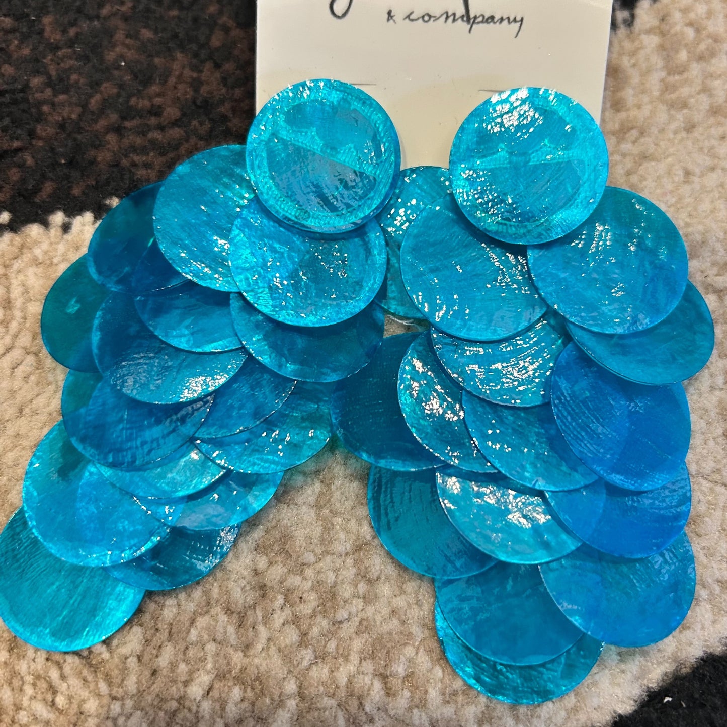 Round Dangle Earrings | Deep Turquoise Blue