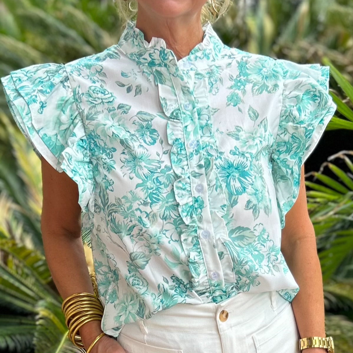 Miranda Top | Green Floral