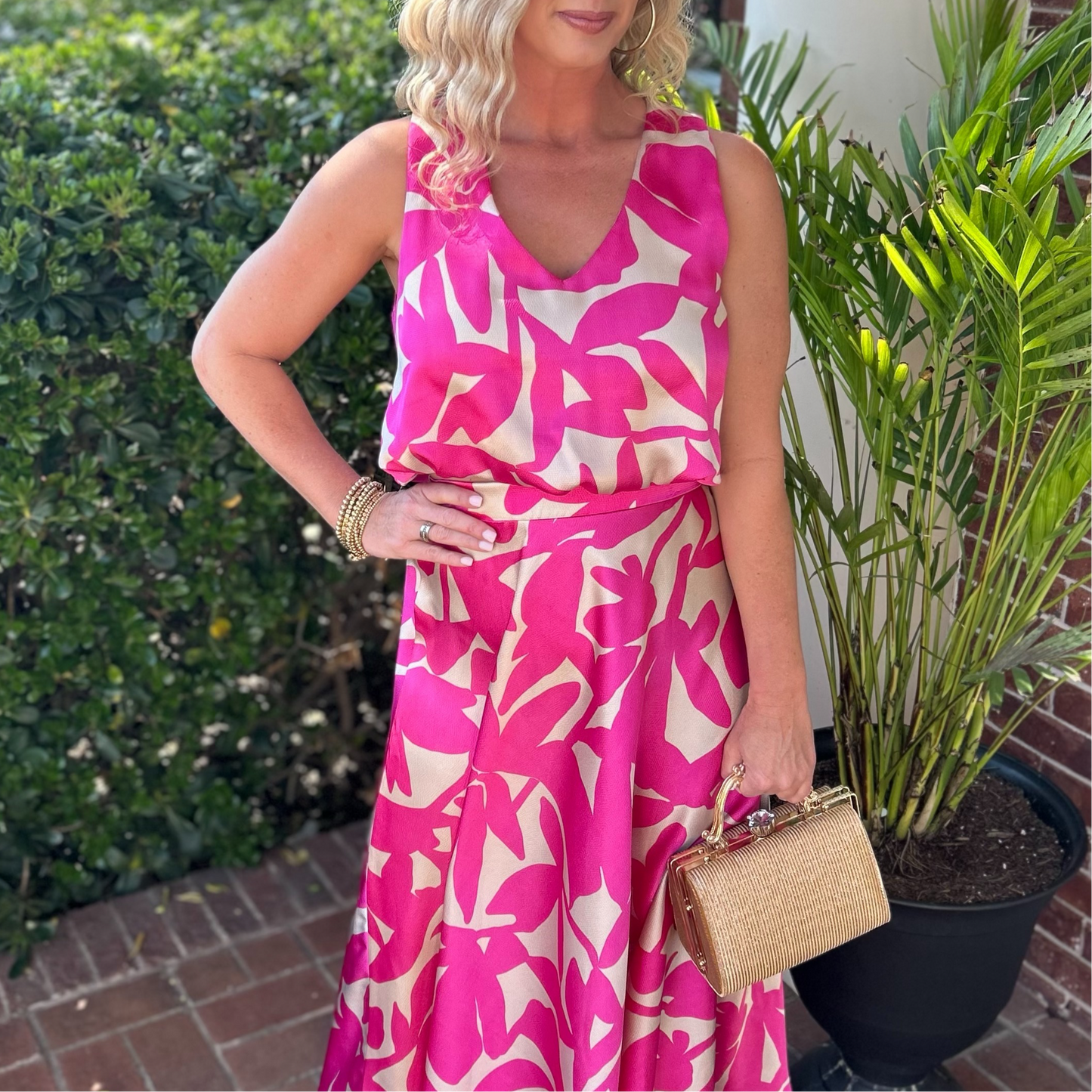 Neve Crop Top & Skirt Set | Fuchisa Print