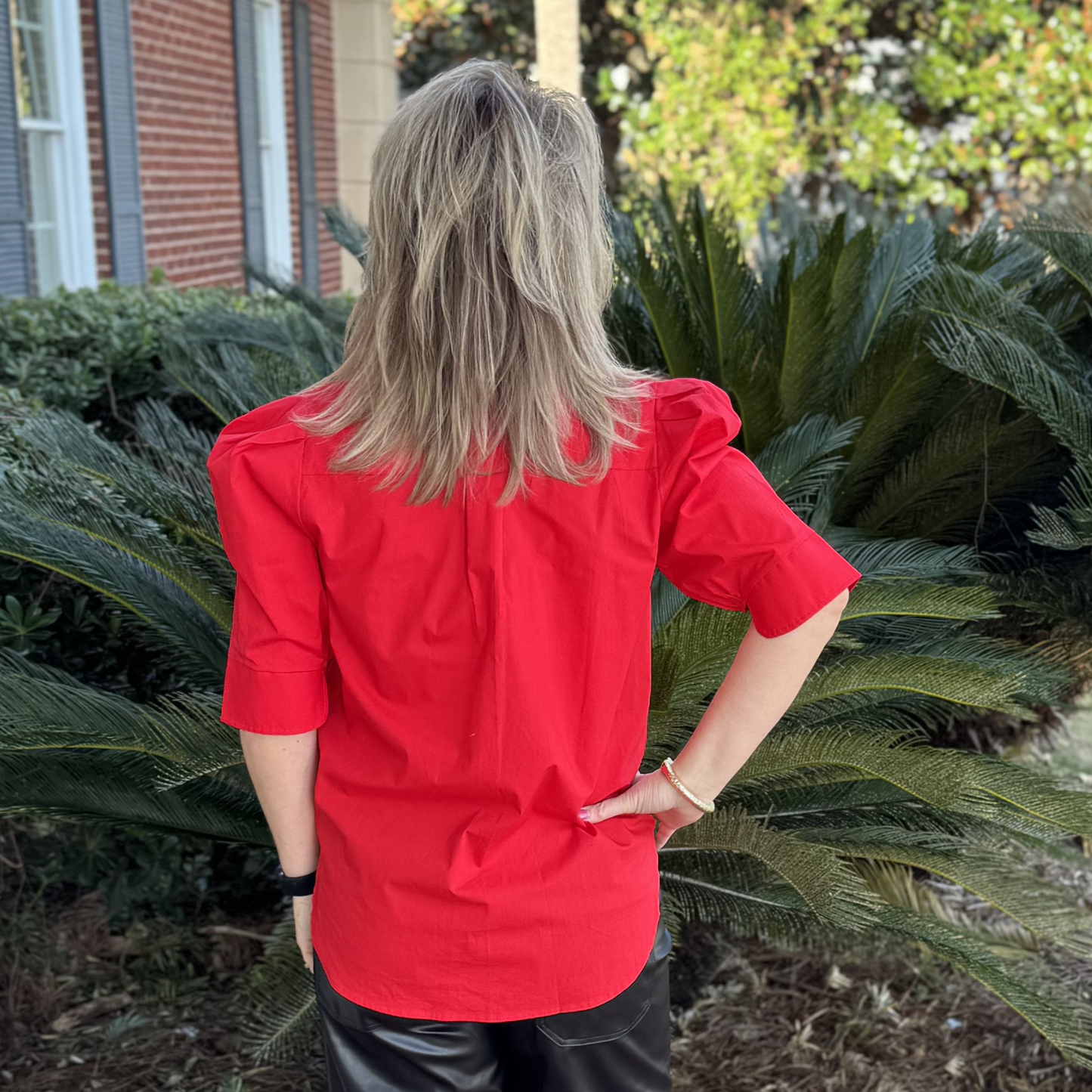 Carson Puff Sleeve Top | Red