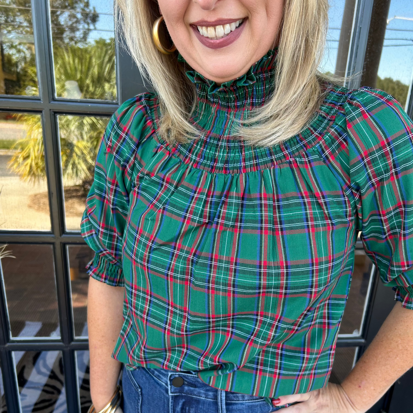 Jace Plaid Top | Green-Multi