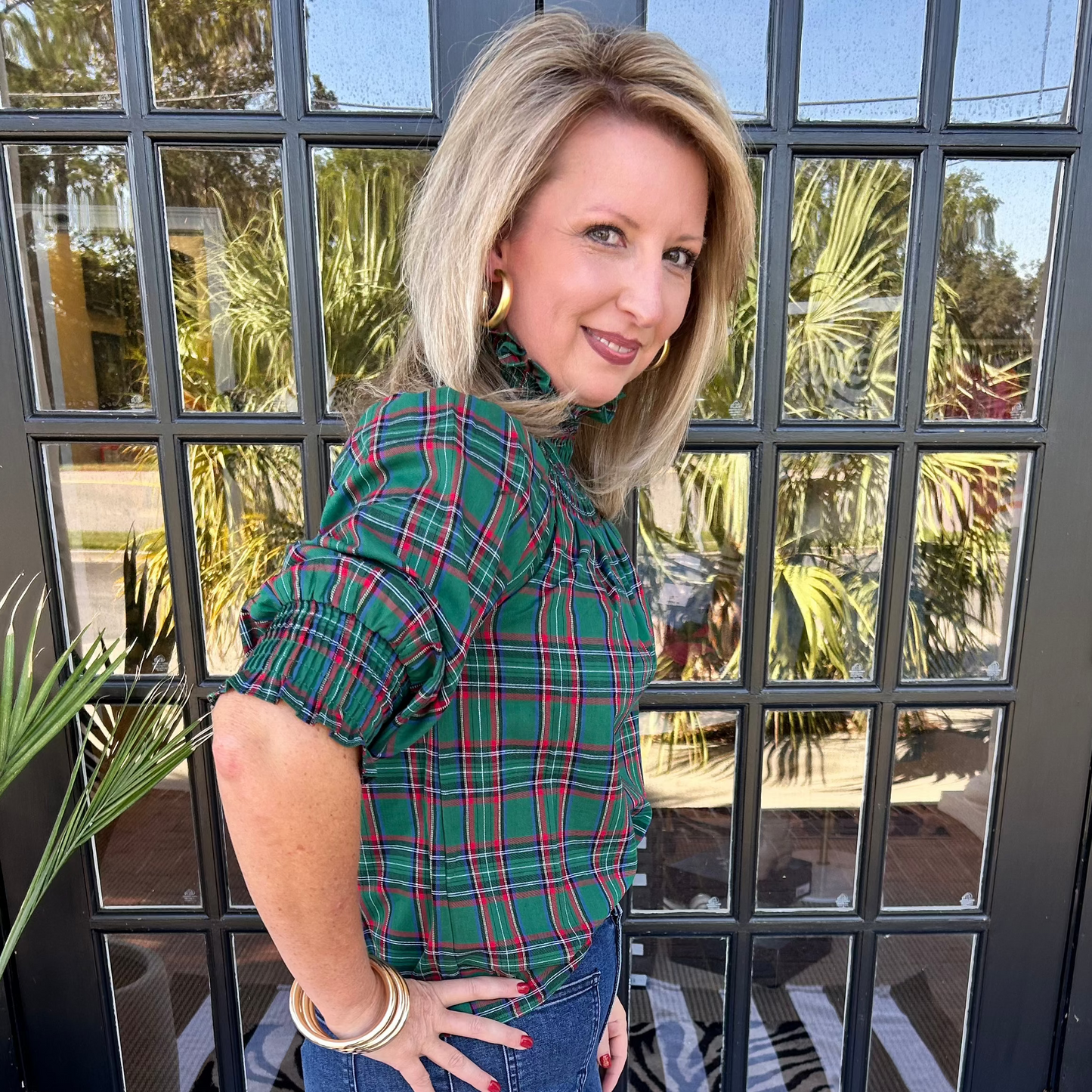 Jace Plaid Top | Green-Multi