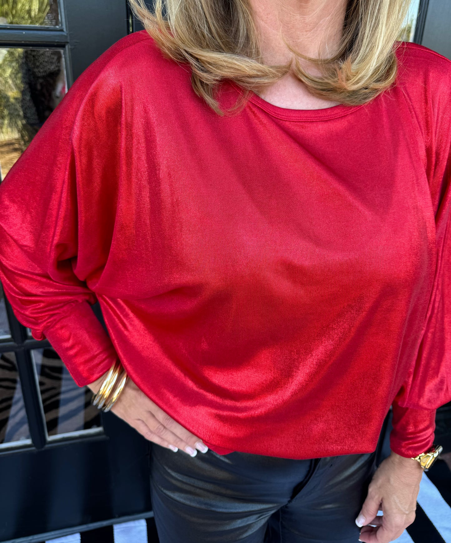 Chelsea Shimmer Top | Red