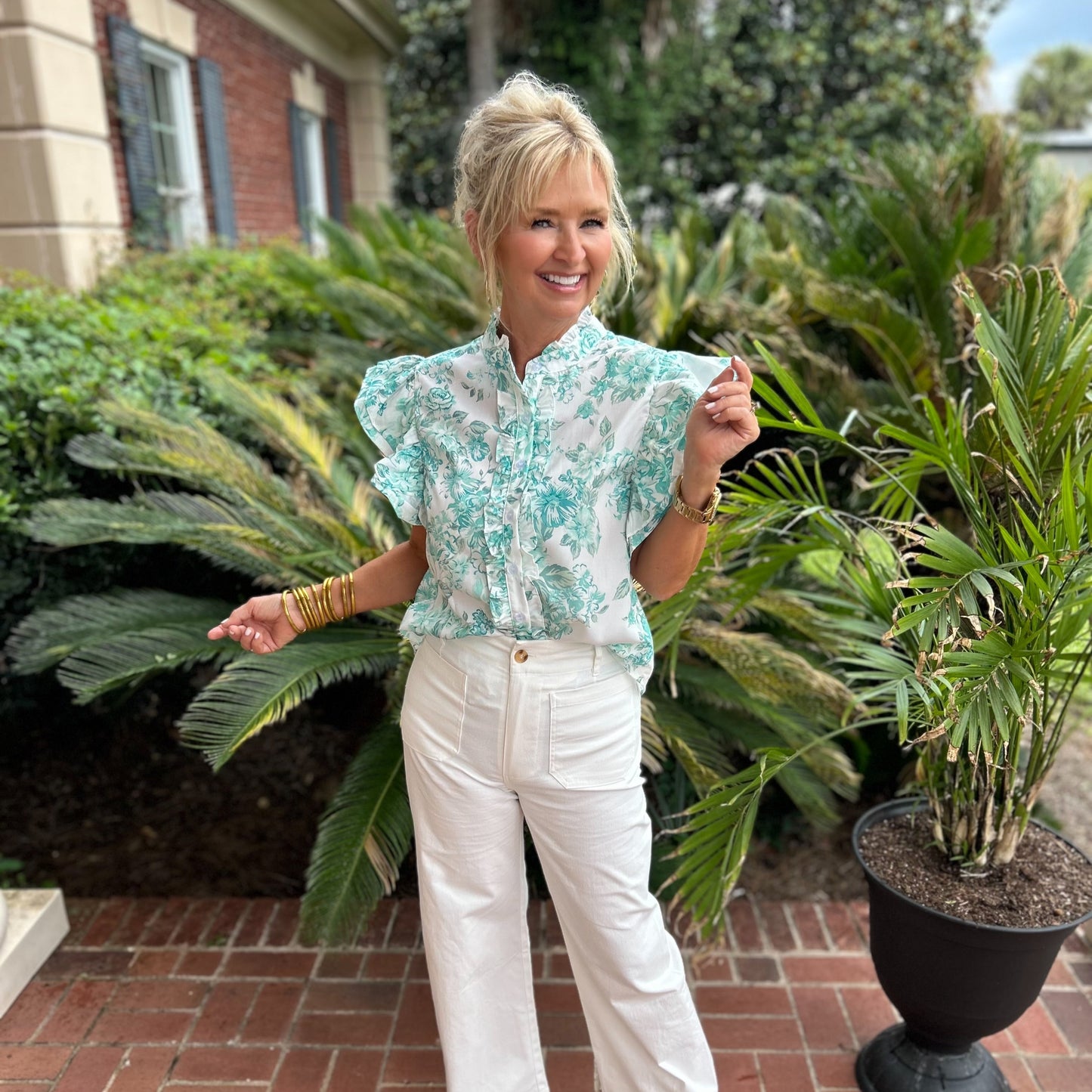 Miranda Top | Green Floral