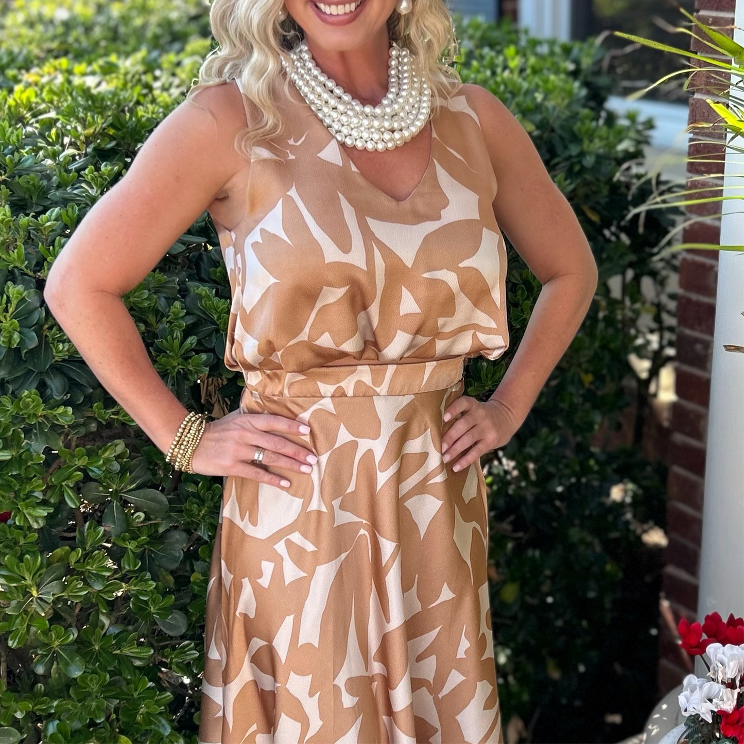 Neve Crop Top & Skirt Set | Tan Print