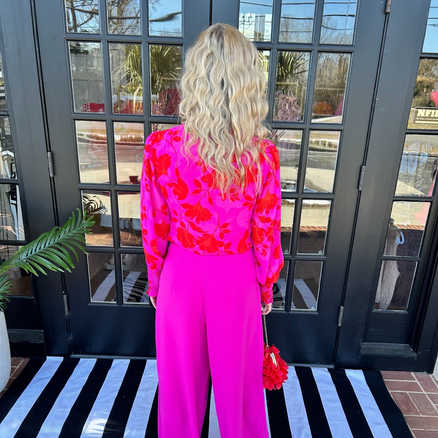 Kensie Floral Top | Fuchsia & Red