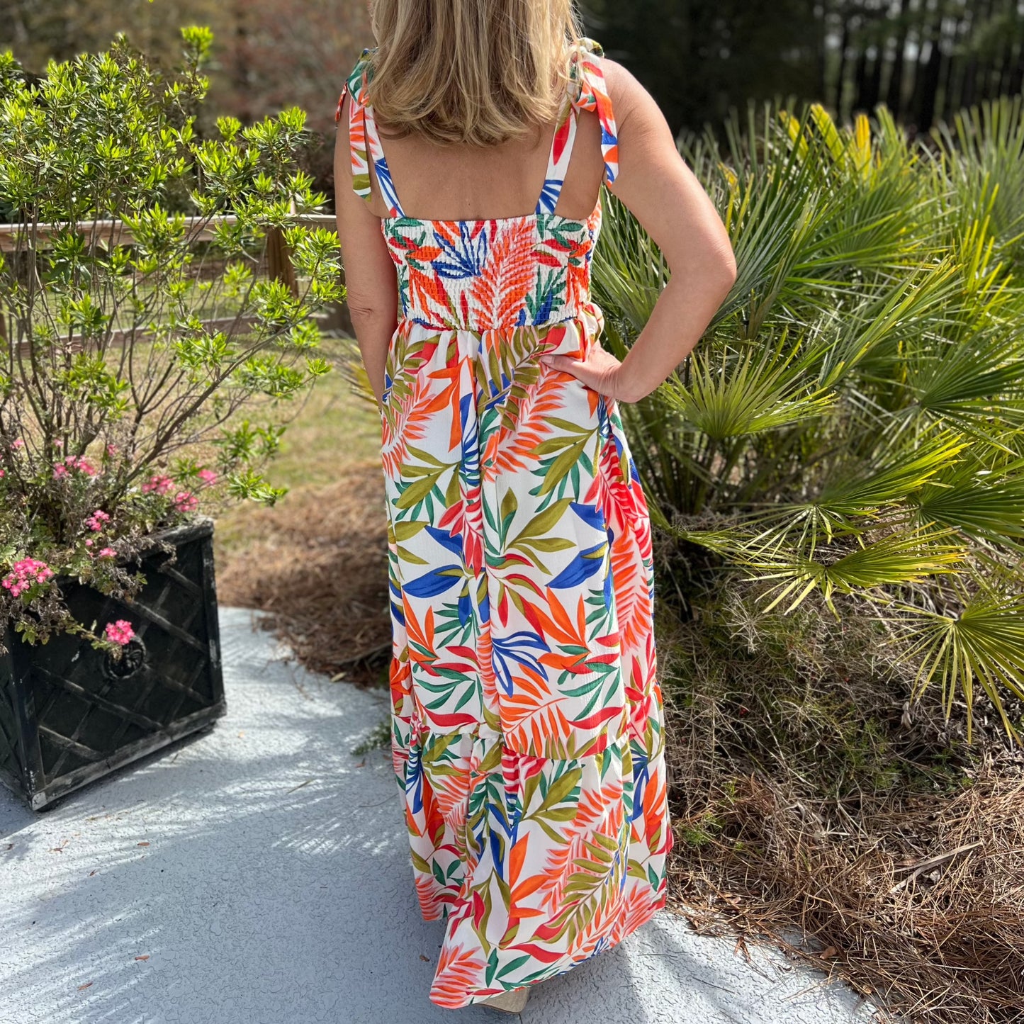 Emory Shoulder Tie Dress | Orange Floral