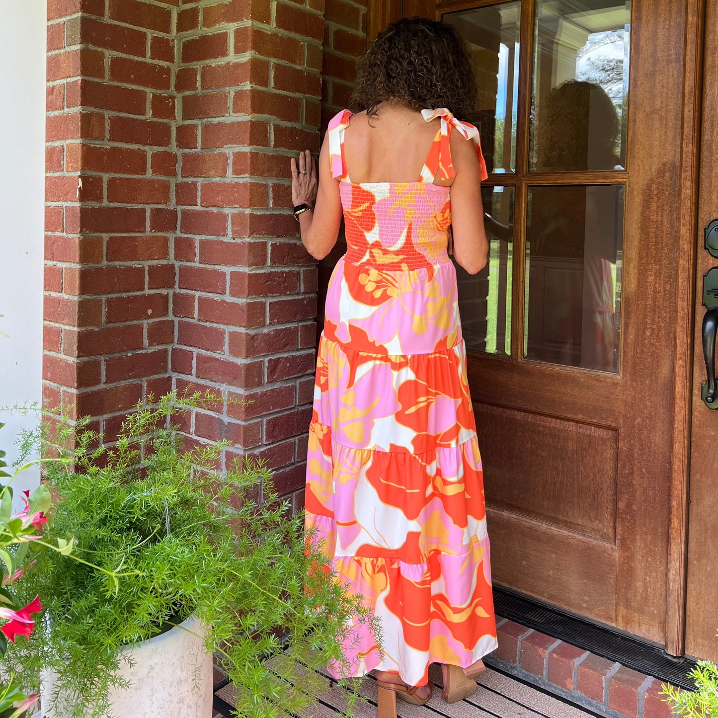 Polly Floral Print Maxi Dress | Orange Multi