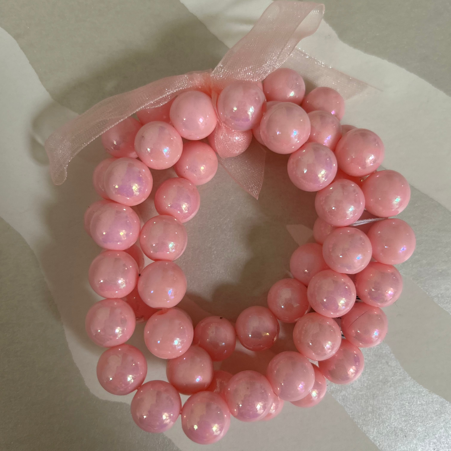 Three Row Beaded Bracelet | Pink