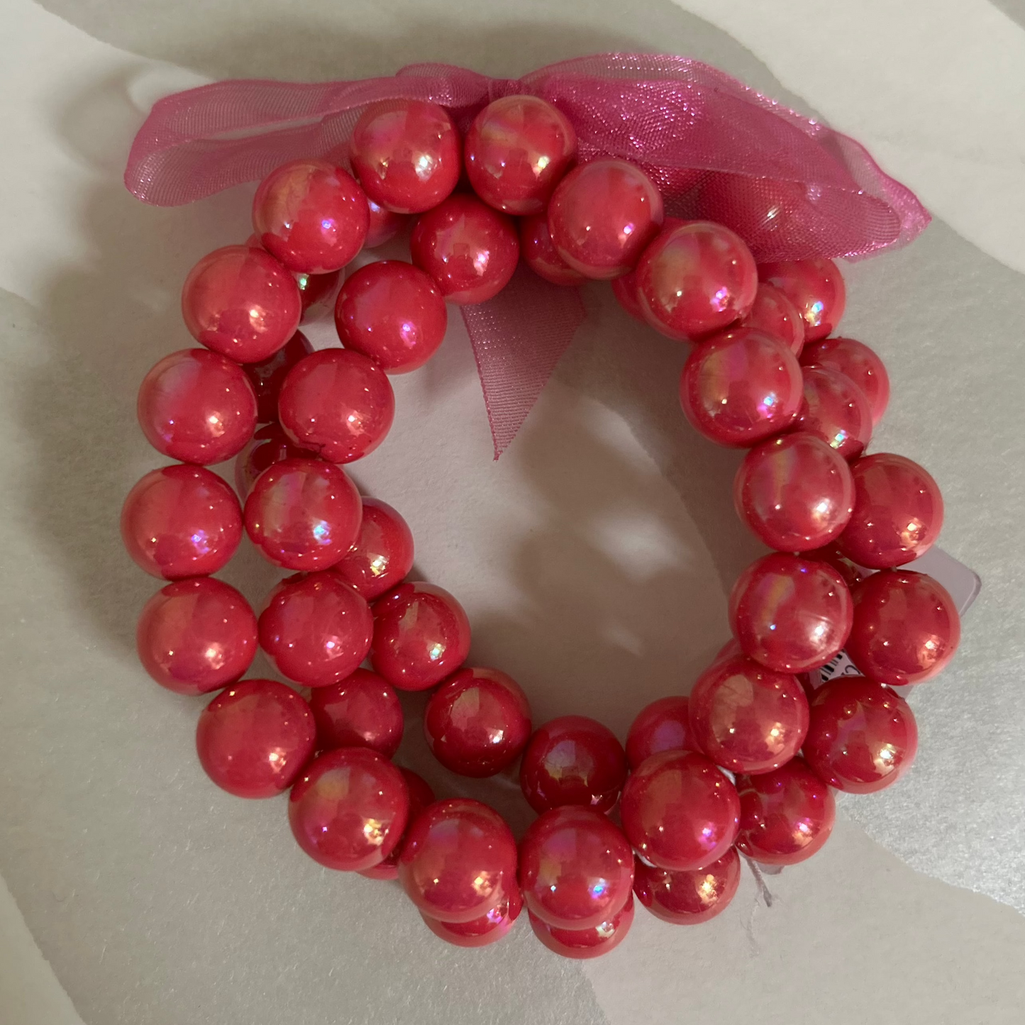 Three Row Beaded Bracelet | Fuchsia