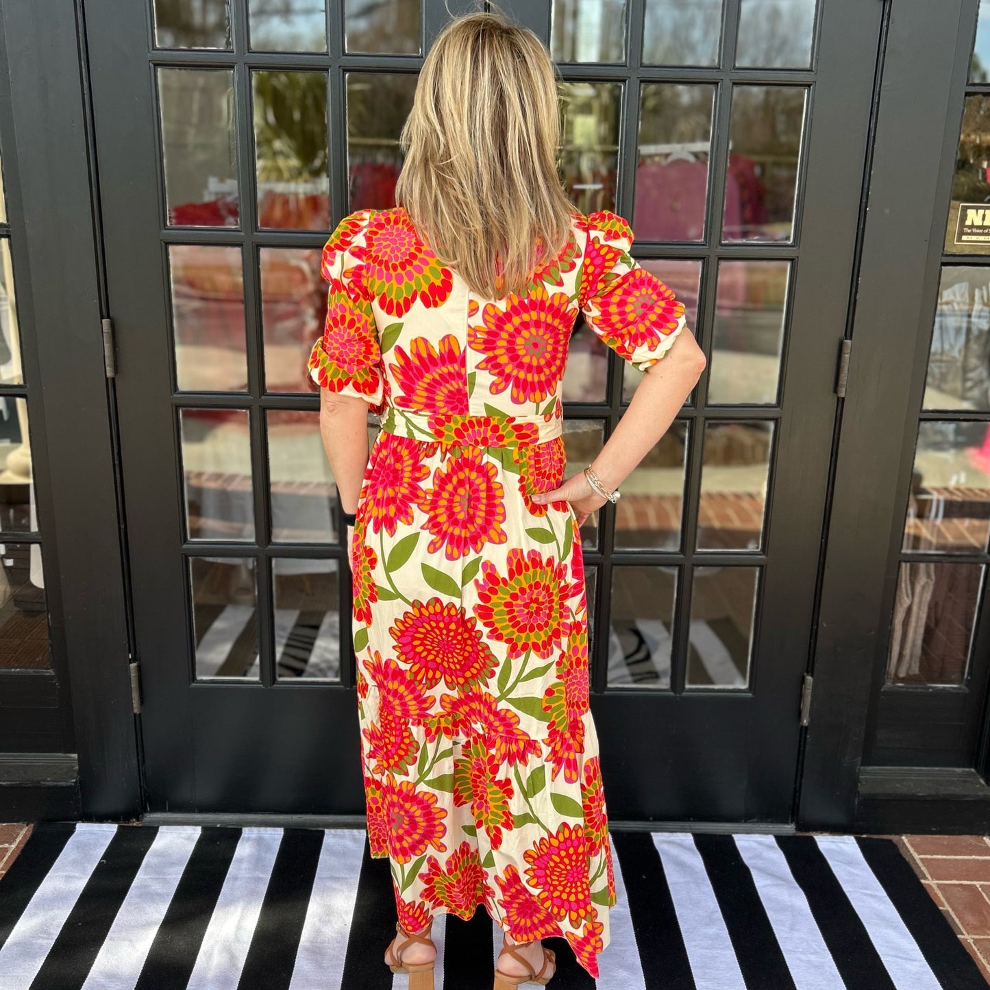Mabry Garden Dress | Cream & Orange