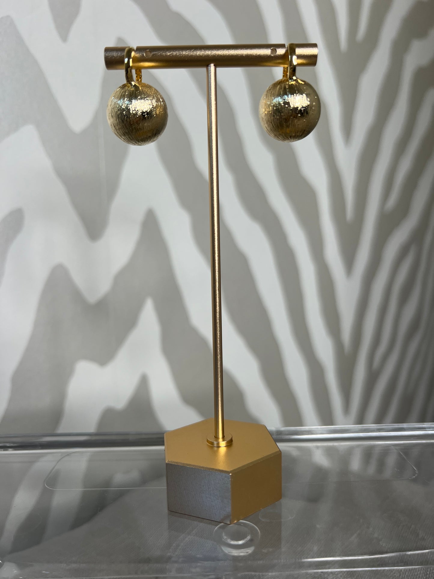 Small Gold Drop Ball Earrings