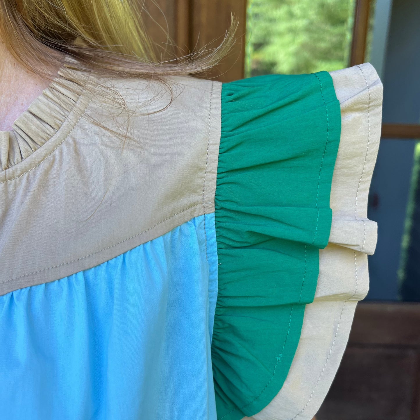 Kally Colorblock Top | Blue Green Mix
