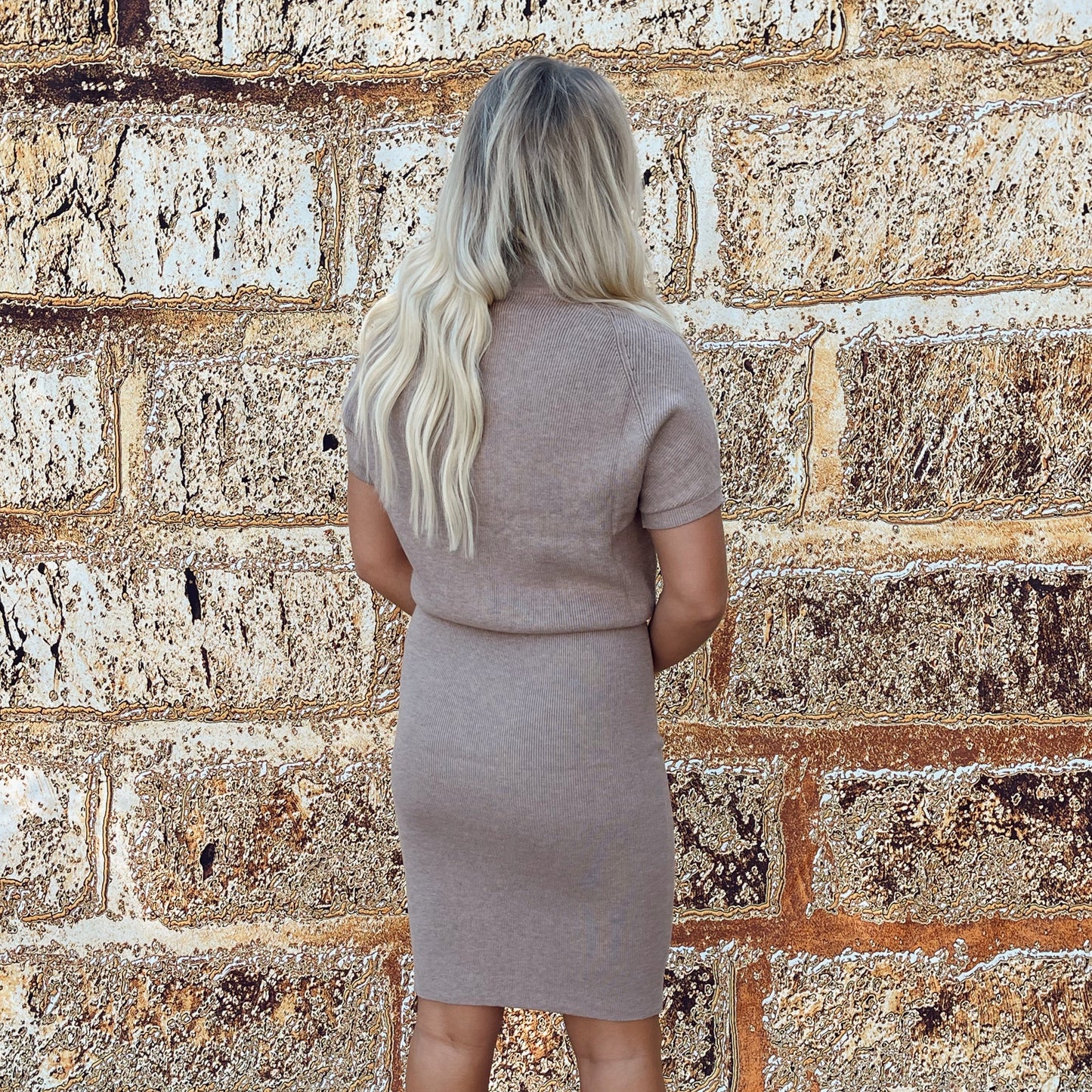 Sarah Slouch Neck Sweater Dress | Latte