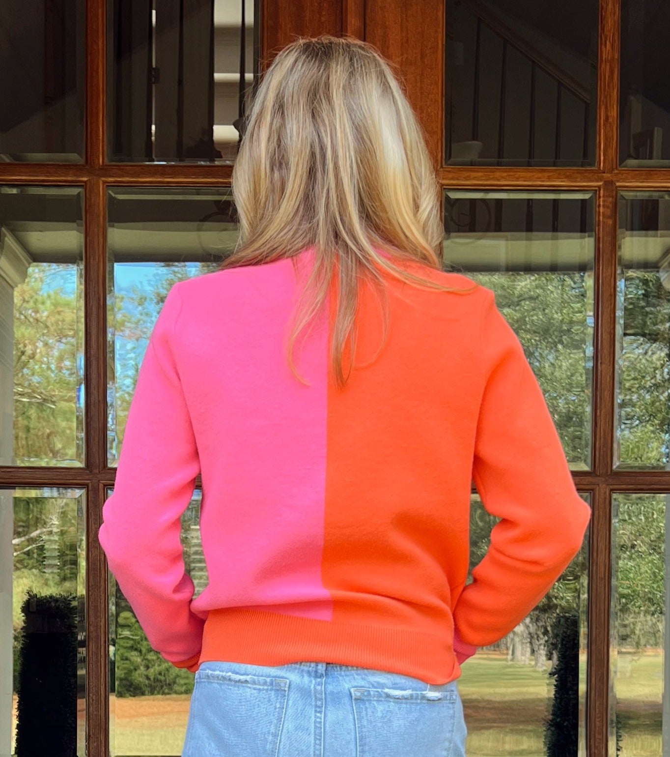Vivi Color Block Sweater | Pink & Orange