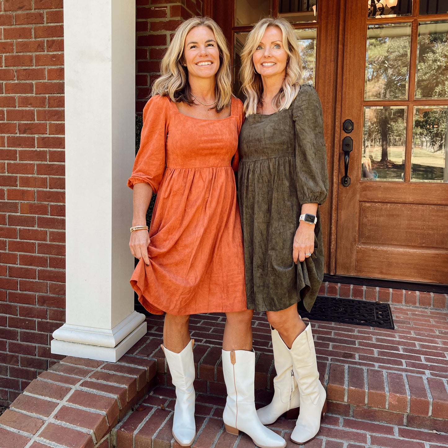 Diane Suede Flared Dress | Orange