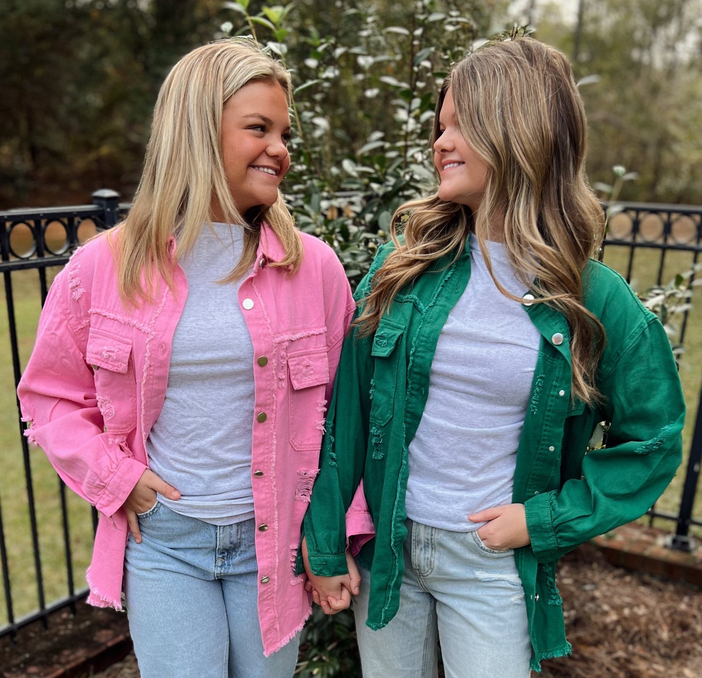 Emma Denim Shacket with Raw Edge | Green