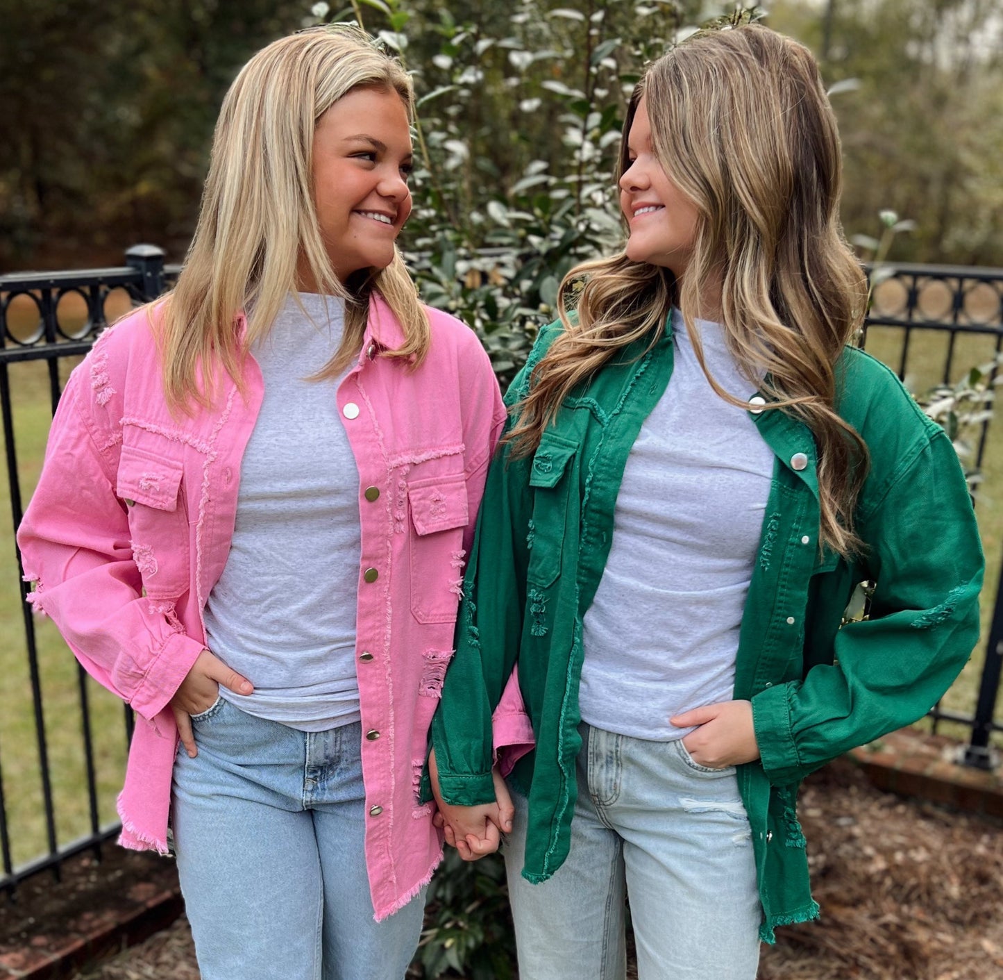 Emma Denim Shacket with Raw Edge | Pink