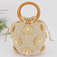 Handmade Faux Straw Handle Bucket Bag | Ivory