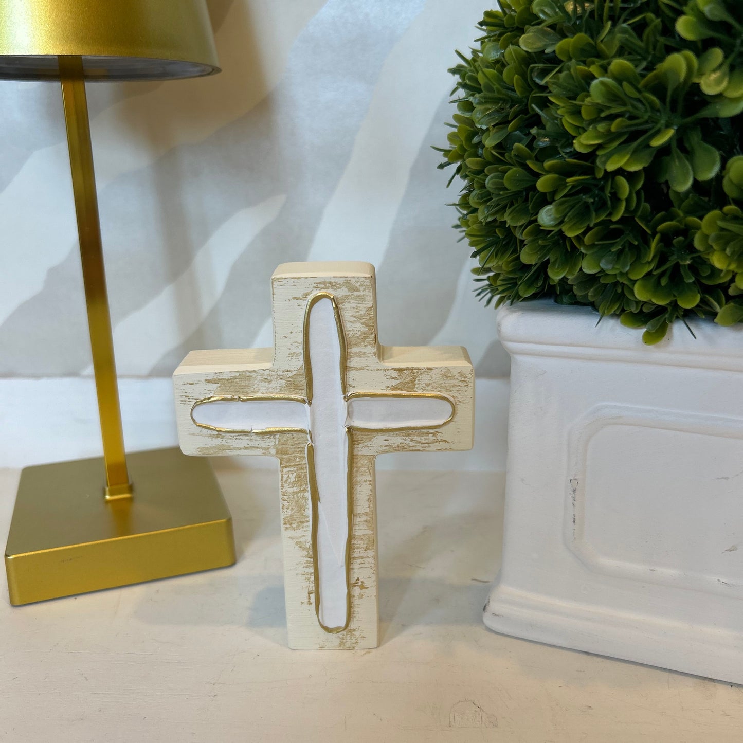 Chunky Wood Cross | Off White