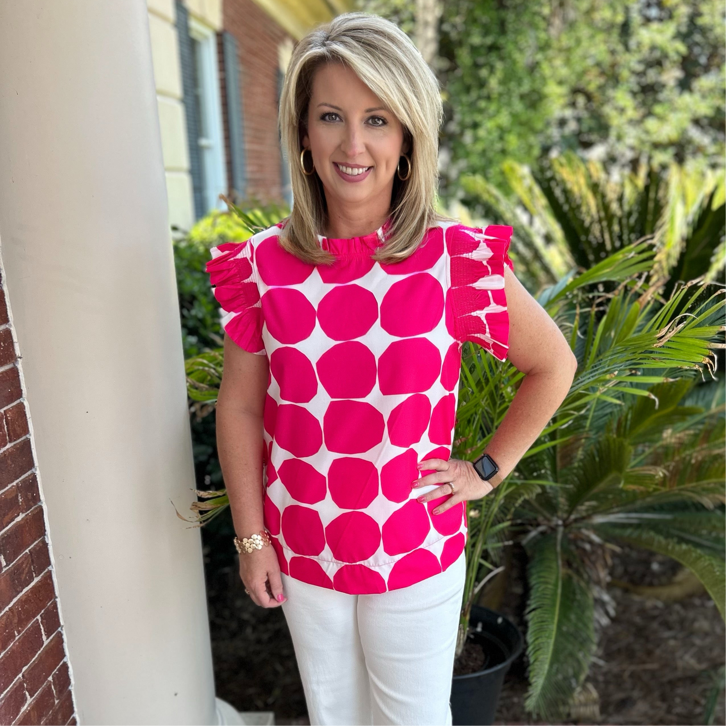 Arianna Polka Dot Top | Pink