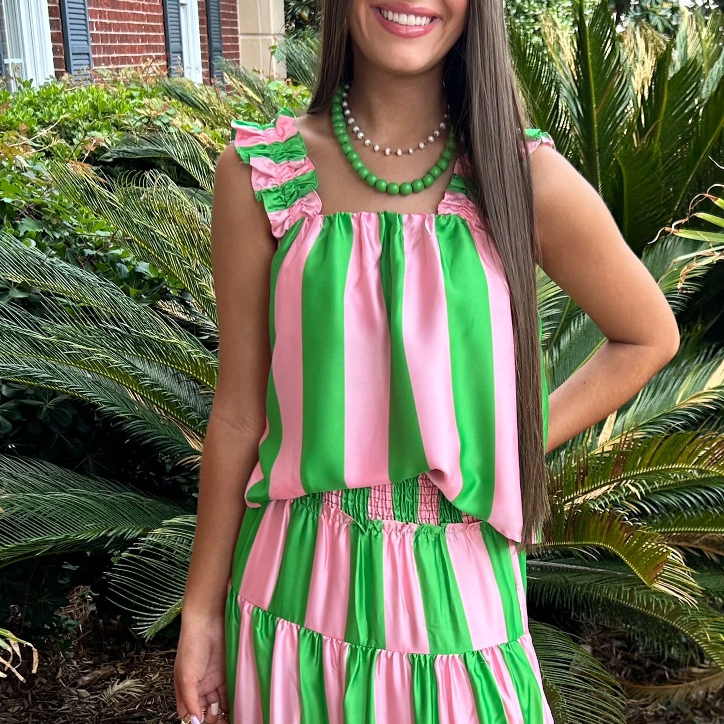 Ellie Top & Skirt Set | Barbie Pink & Kelly Green