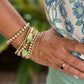 Gold Cuff Bracelet with Mint Green Accents
