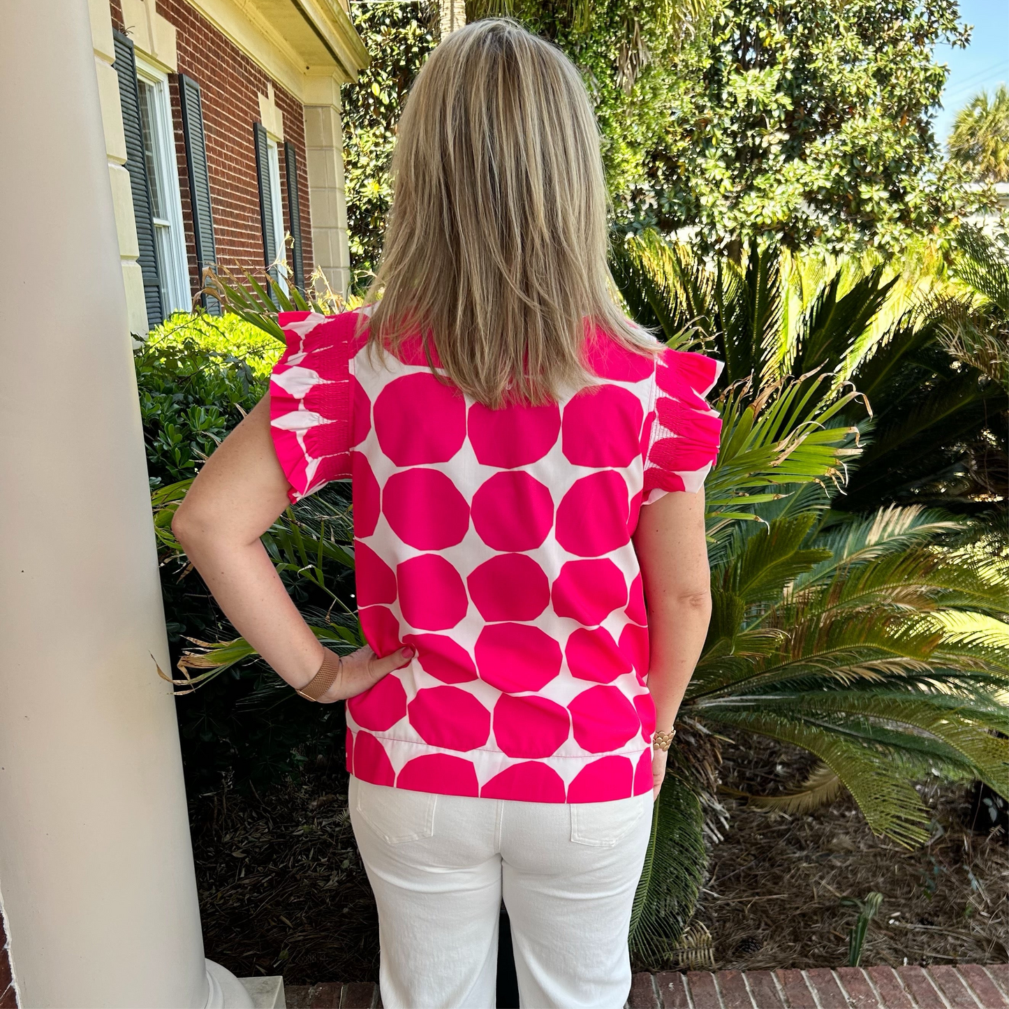 Arianna Polka Dot Top | Pink