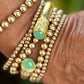 Gold Cuff Bracelet with Mint Green Accents