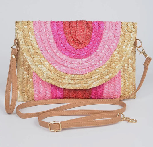 Straw Envelope Clutch | Pink