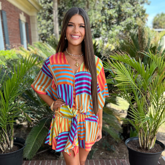 GiGi Top & Short Set | Orange Color Combo Print