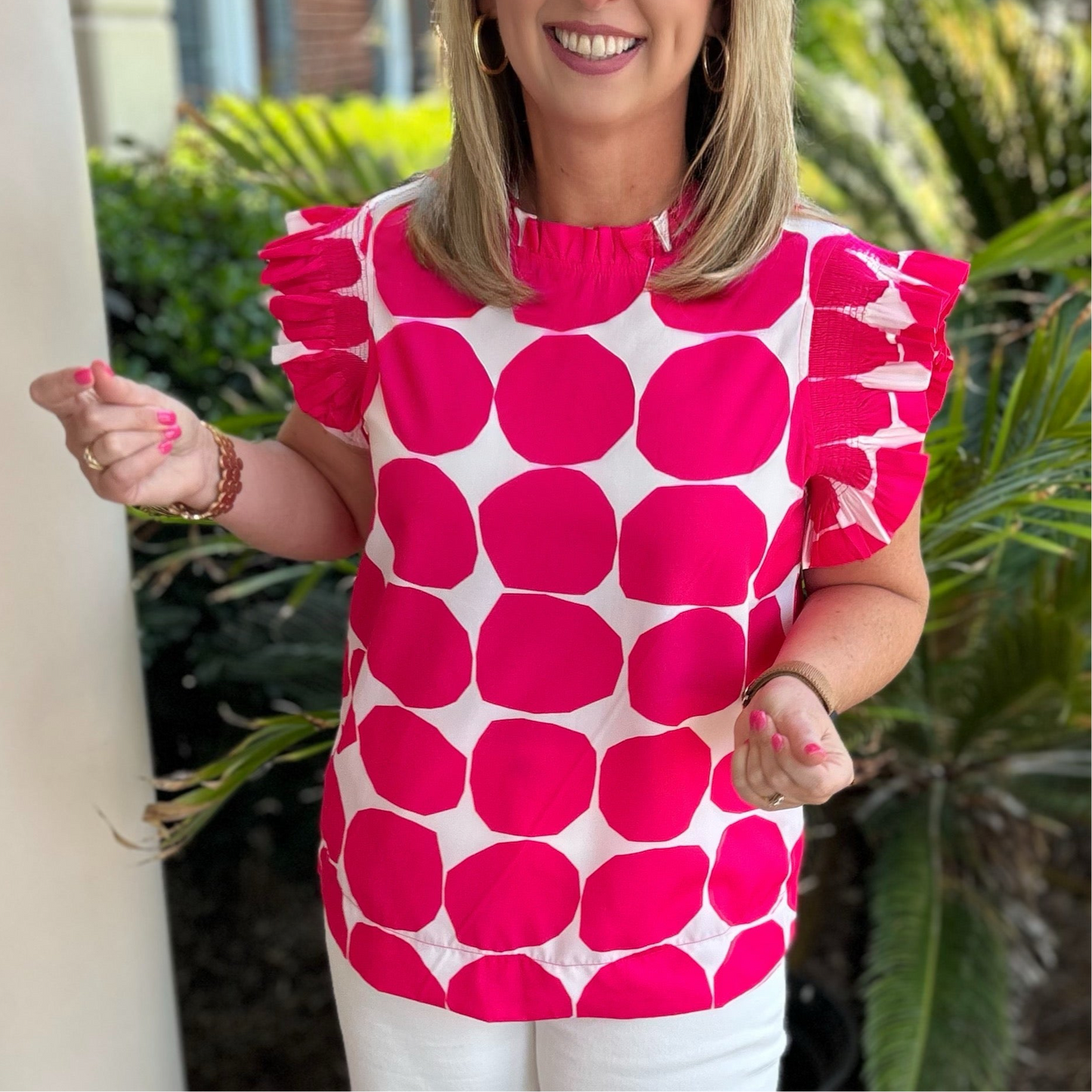 Arianna Polka Dot Top | Pink