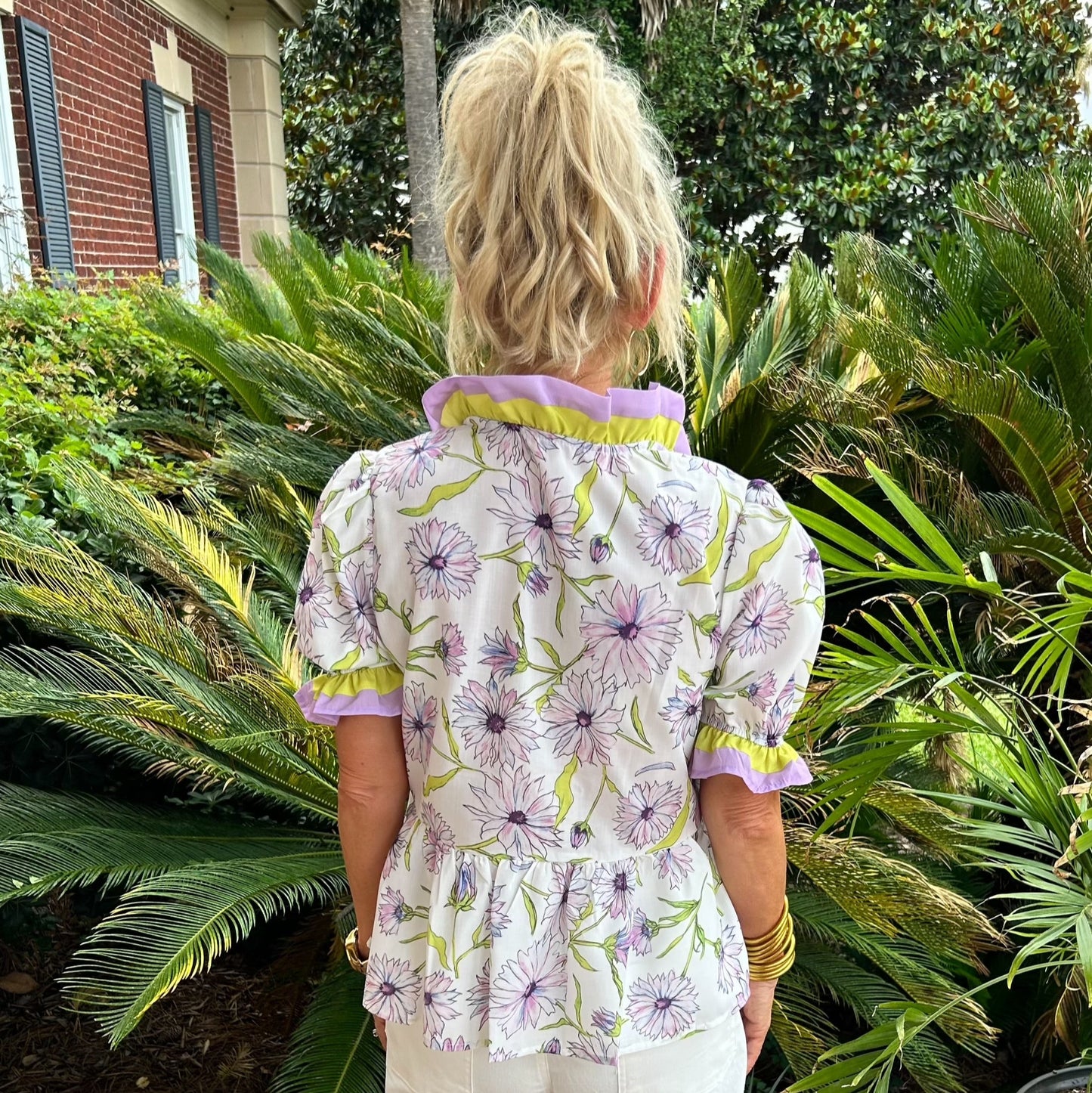 Grace Top | Green & Lavender Mix