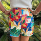 Deanna Shorts | Multi Tropical Print Red