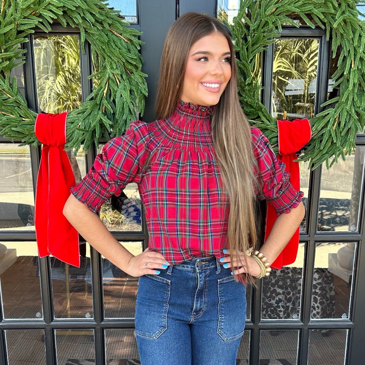 Jace Plaid Top | Red