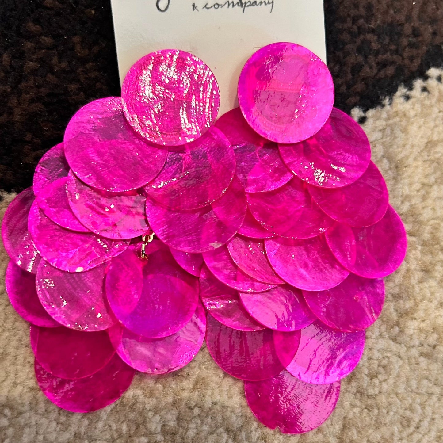 Round Dangle Earrings | Hot Pink
