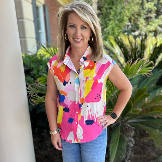Zoie Top | Pink Print