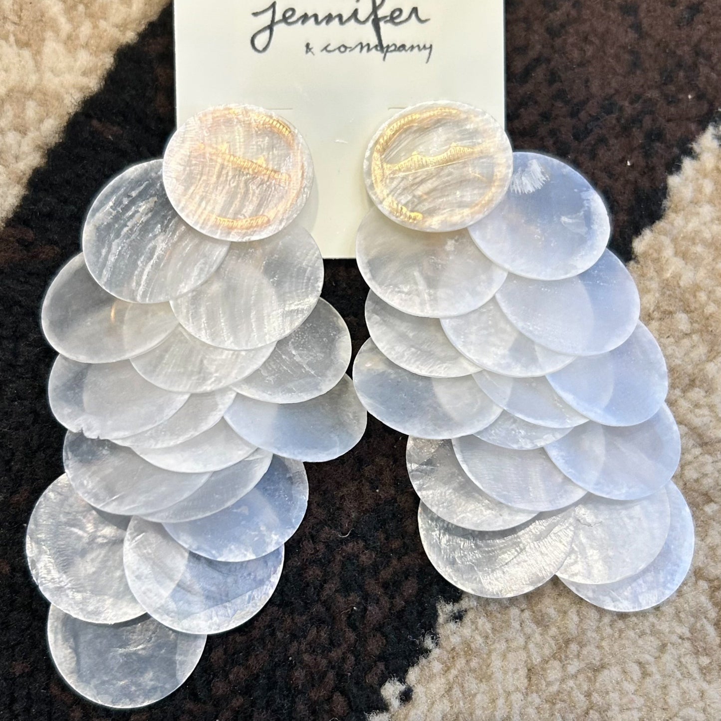 Round Dangle Earrings | Frosted White